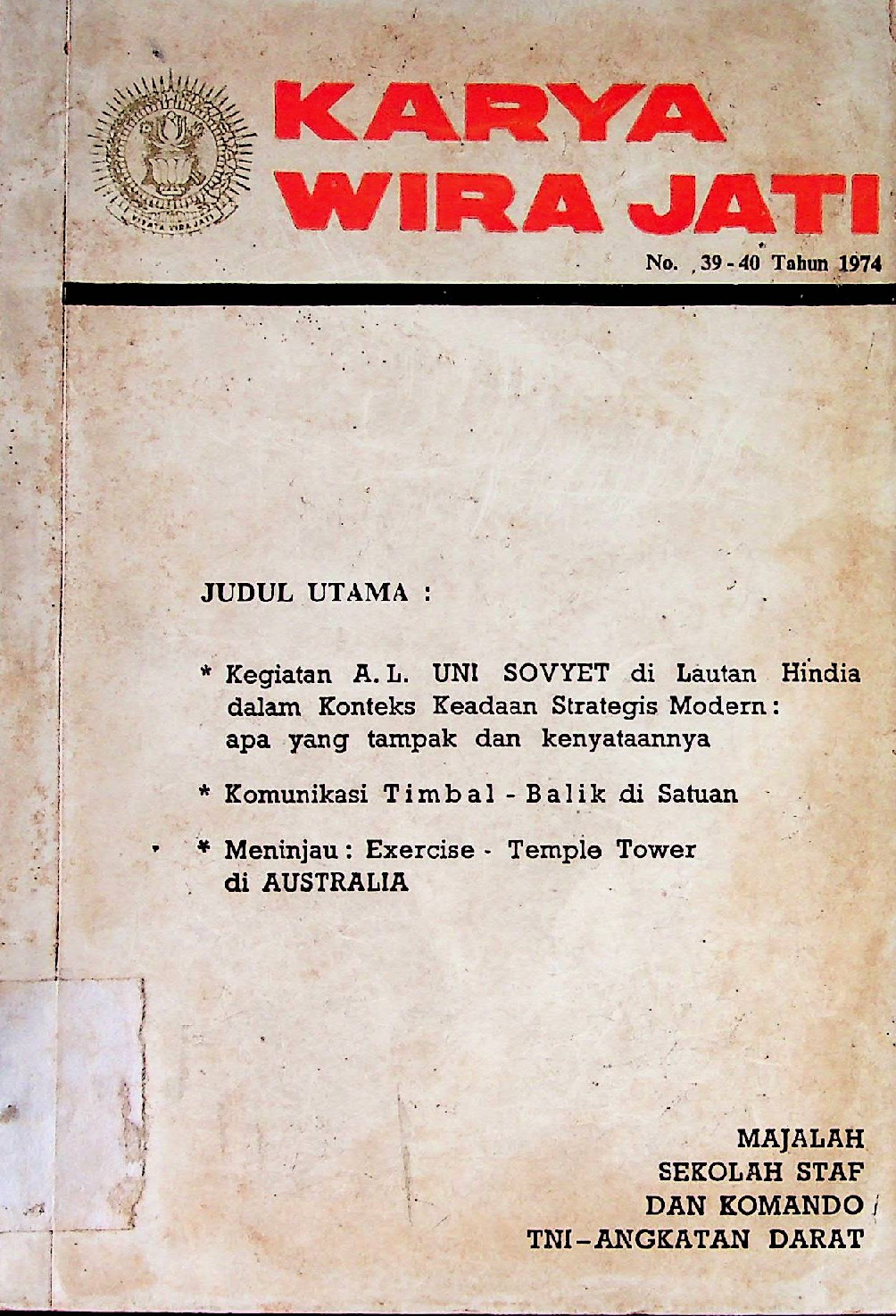Karya Wira Jati No 39-40 Tahun 1974